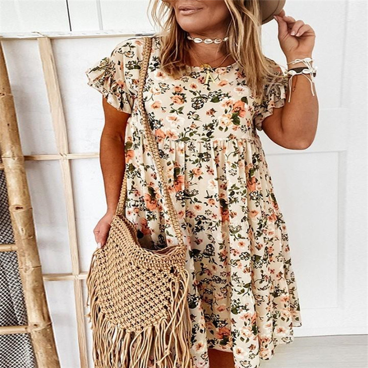 Women's Regular Dress Vacation Round Neck Short Sleeve Ditsy Floral Midi Dress Weekend Daily Lawn display picture 13