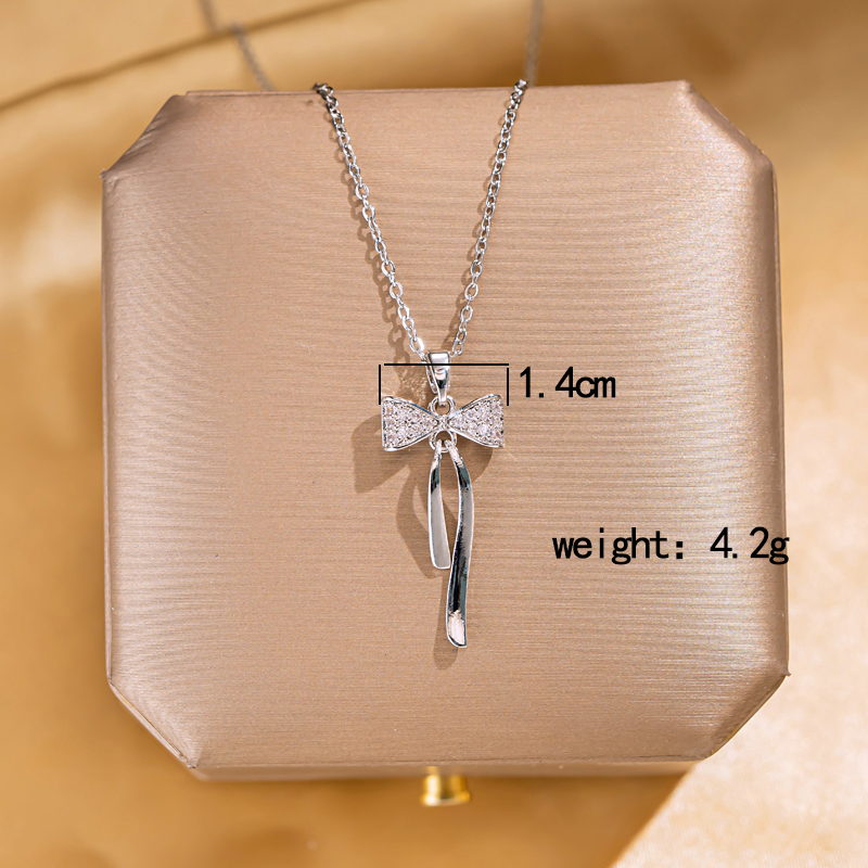304 Stainless Steel Copper Elegant Lady Modern Style Inlay Letter Butterfly Lock Acrylic Zircon Pendant Necklace display picture 26