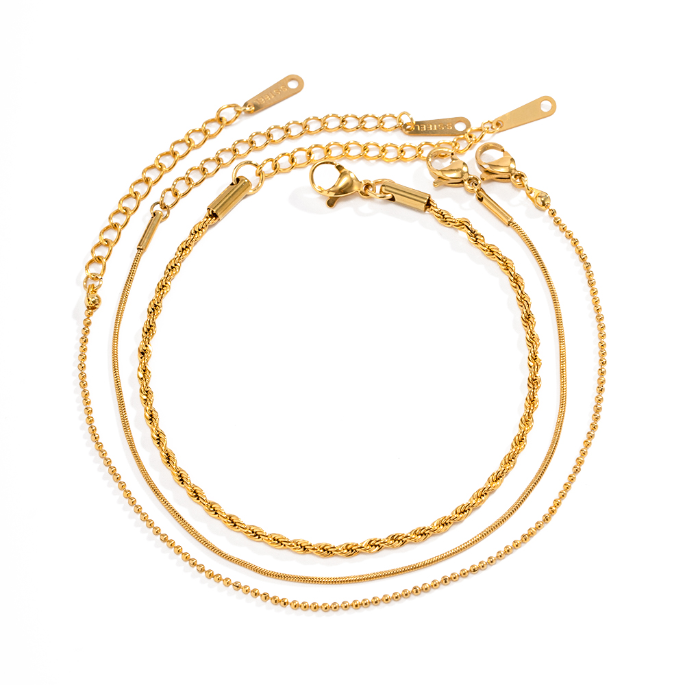 Acier Inoxydable 304 Plaqué Or 18K Style Simple Style Classique Placage Couleur Unie Bracelets display picture 9