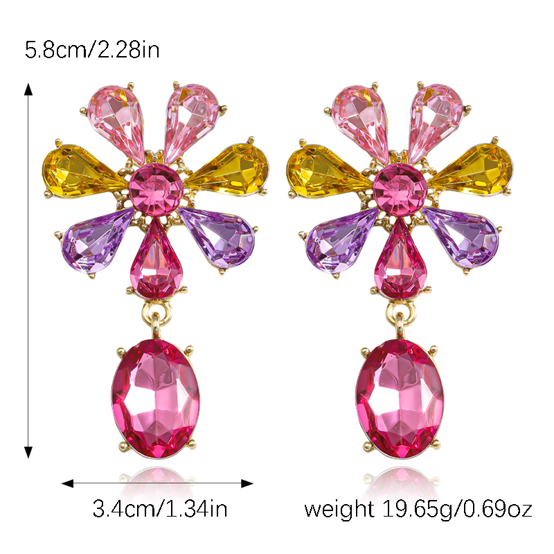 1 Pair Sweet Classic Style Shiny Oval Flower Polishing Inlay Alloy Rhinestones Drop Earrings display picture 11