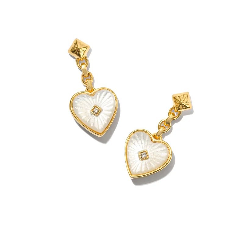 Shell Copper Gold Plated Casual Modern Style Classic Style Plating Inlay Heart Shape Artificial Crystal Earrings Necklace display picture 3