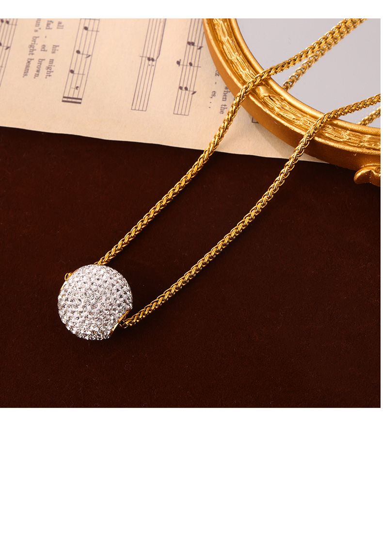 Acero Titanio Chapados en oro de 18k Elegante Estilo Francés Estilo Simple Embutido Ronda Diamantes De Imitación Collar display picture 4