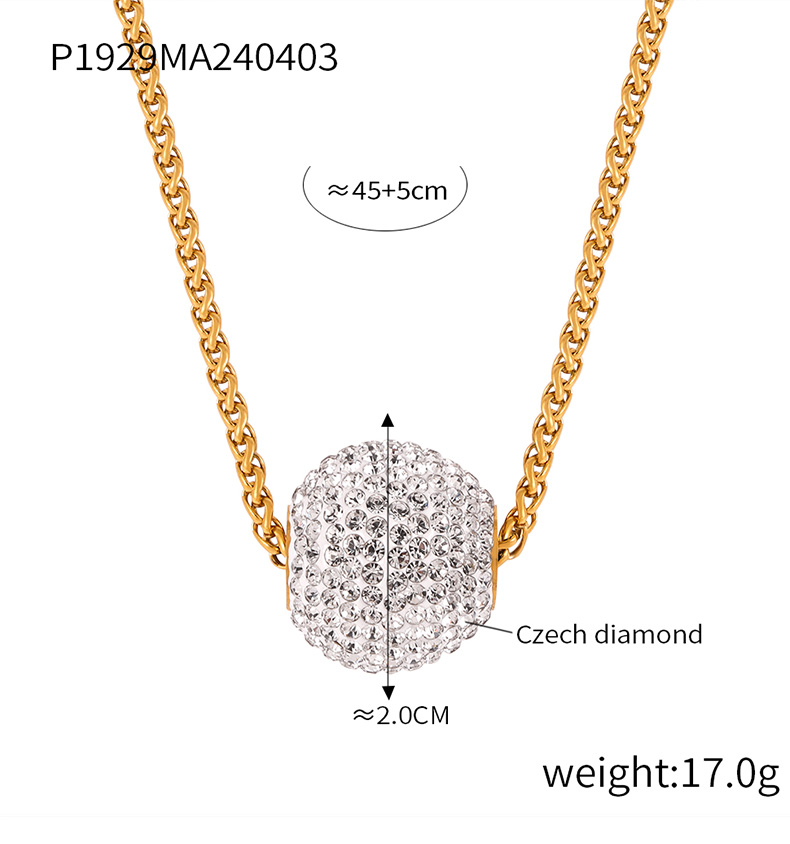 Titanium Steel 18K Gold Plated Elegant French Style Simple Style Inlay Round Rhinestones Necklace display picture 6