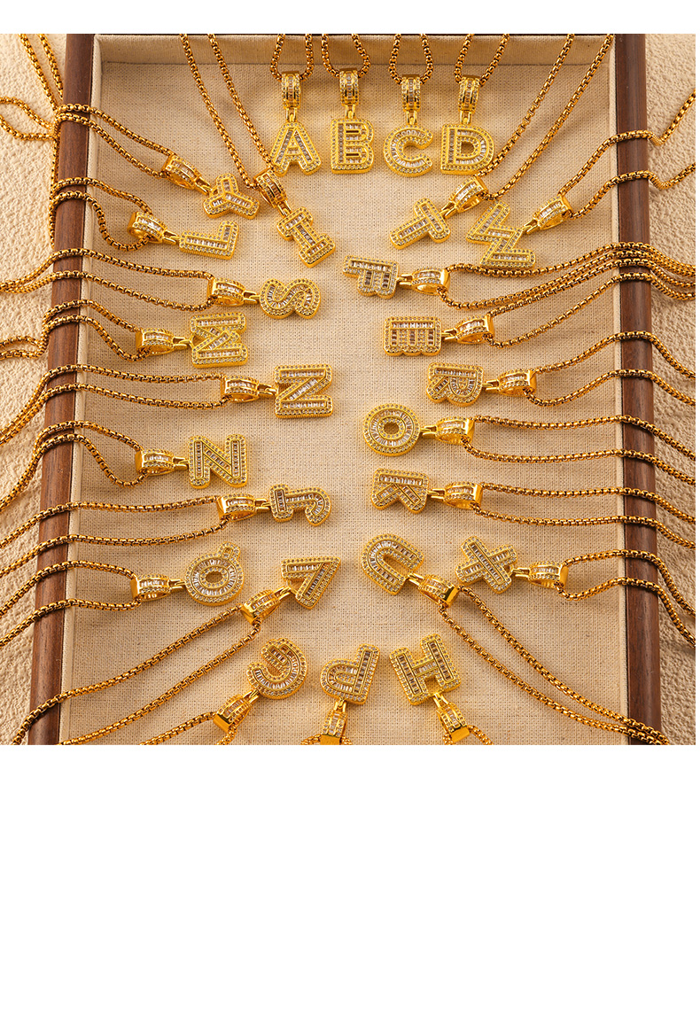 Titan Stahl Messing 18 Karat Vergoldet Einfacher Stil Pendeln Koreanische Art Inlay Brief Strasssteine Zirkon Halskette Mit Anhänger display picture 5