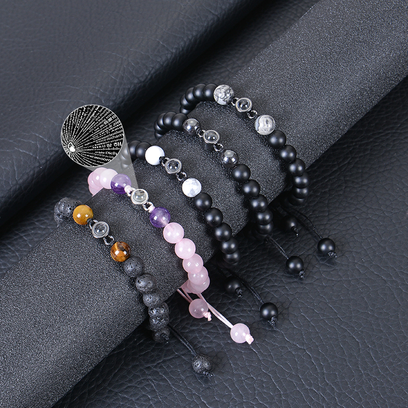 316 Stainless Steel  Natural Stone Simple Style Beaded Round Bracelets display picture 2