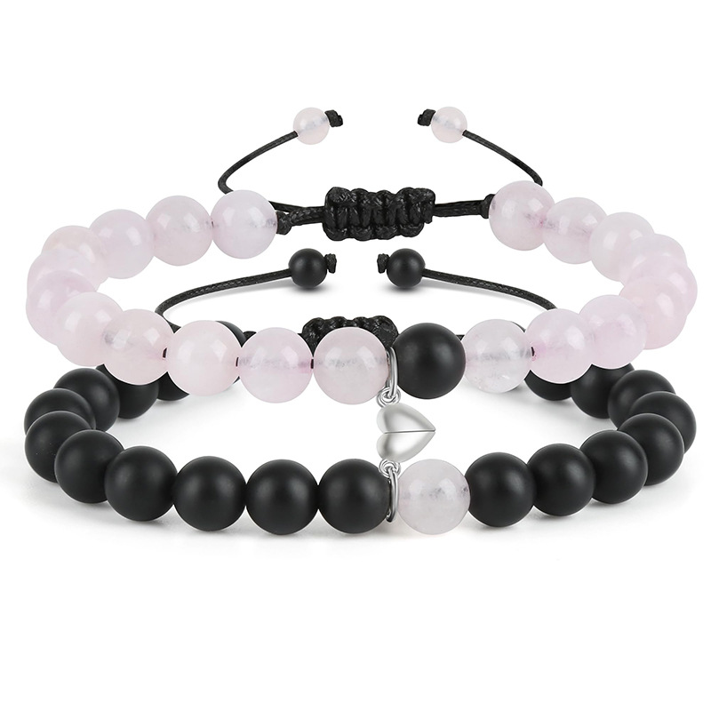 Natural Stone Modern Style Korean Style Beaded Heart Shape Drawstring Bracelets display picture 1