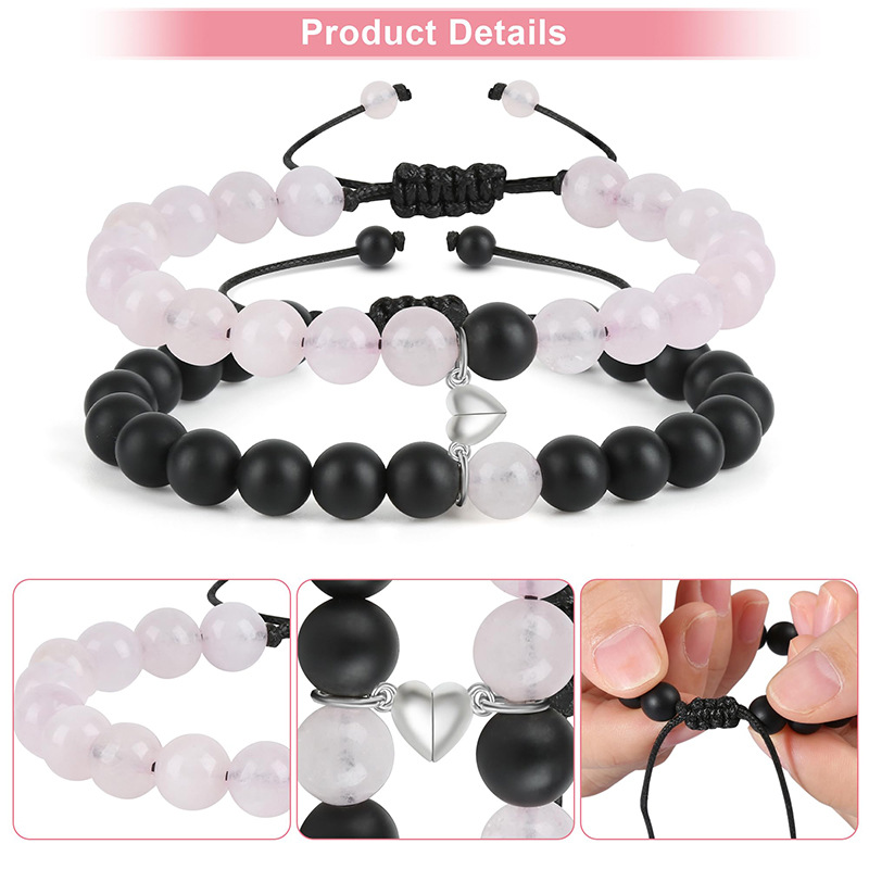 Natural Stone Modern Style Korean Style Beaded Heart Shape Drawstring Bracelets display picture 3