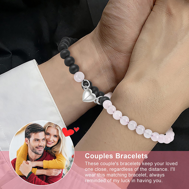 Natural Stone Modern Style Korean Style Beaded Heart Shape Drawstring Bracelets display picture 4