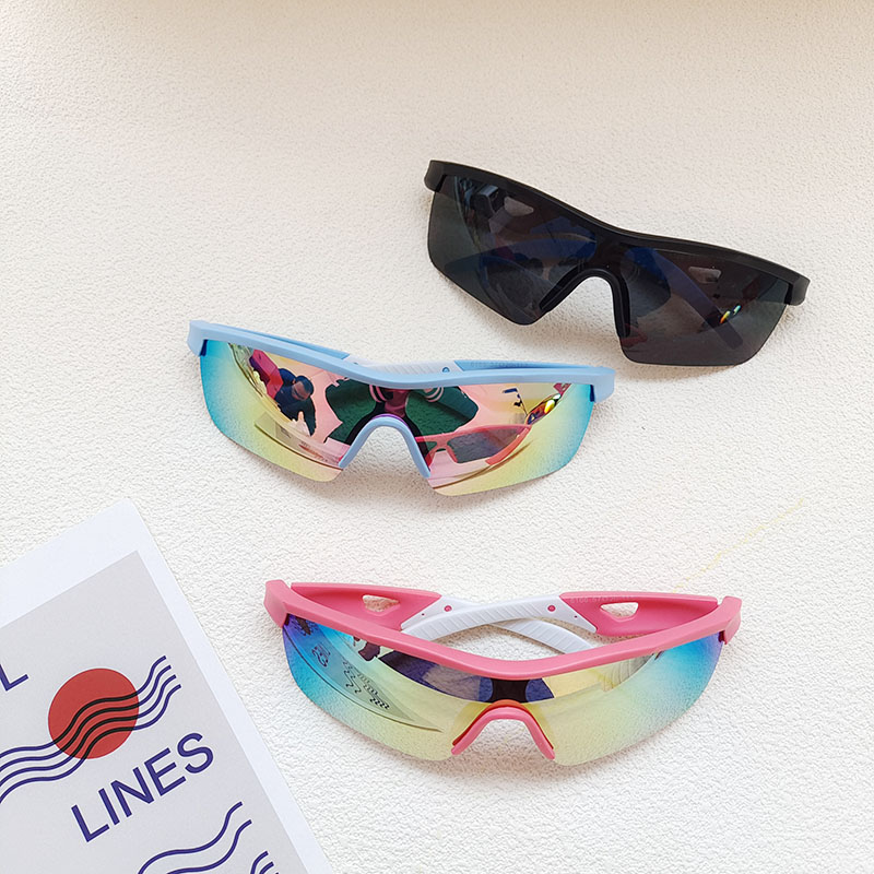 Vacation Sports Cool Style Color Block Resin Avaitor Half Frame Kids Sunglasses display picture 4