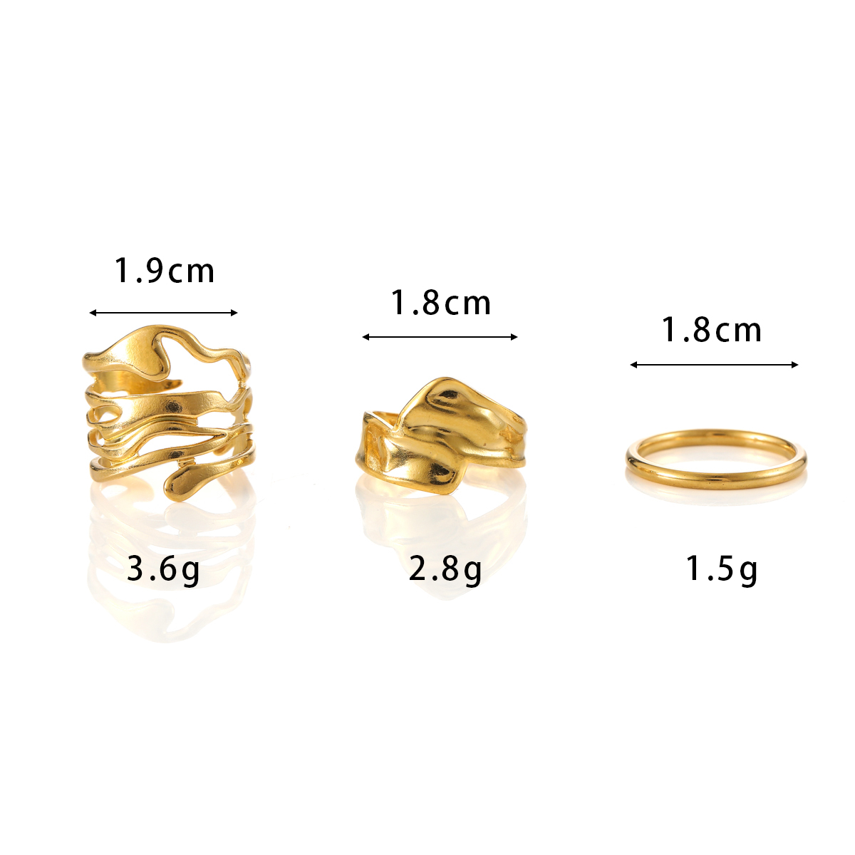 Elegant Classic Style Commute Solid Color 304 Stainless Steel 18K Gold Plated Open Rings Rings In Bulk display picture 2