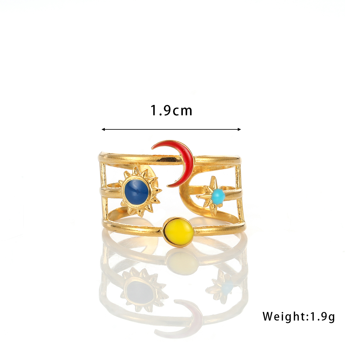 Elegant Sweet Commute Sun Star Moon 304 Stainless Steel 18K Gold Plated Open Rings In Bulk display picture 1