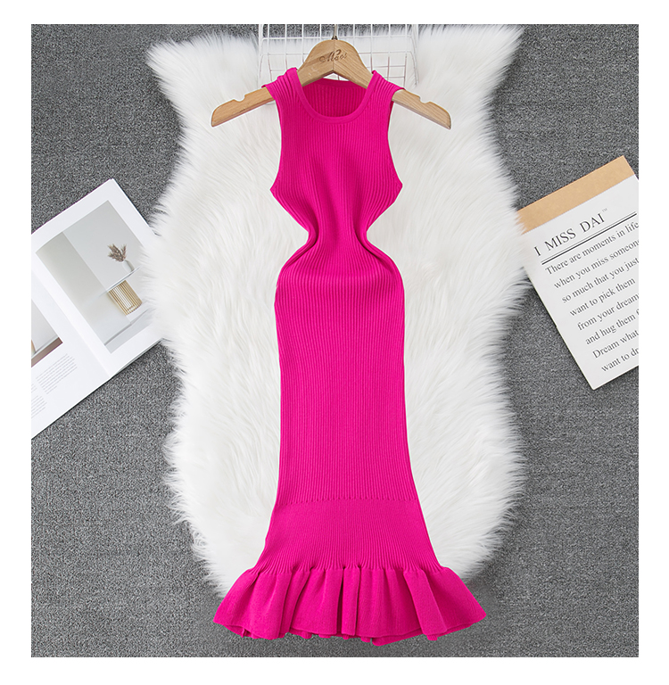 Women's Sheath Dress Casual Round Neck Sleeveless Solid Color Maxi Long Dress Daily display picture 5
