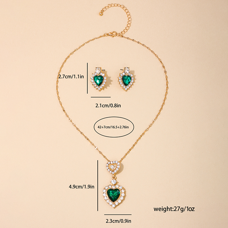 أسلوب بسيط النمط الكلاسيكي شكل القلب سبيكة ترصيع مادة صمغية أحجار الراين امرأة طاقم مجوهرات display picture 5