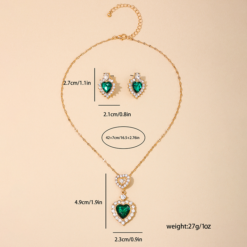 Style Simple Style Classique Forme De Cœur Alliage Incruster Résine Strass Femmes Ensemble De Bijoux display picture 5