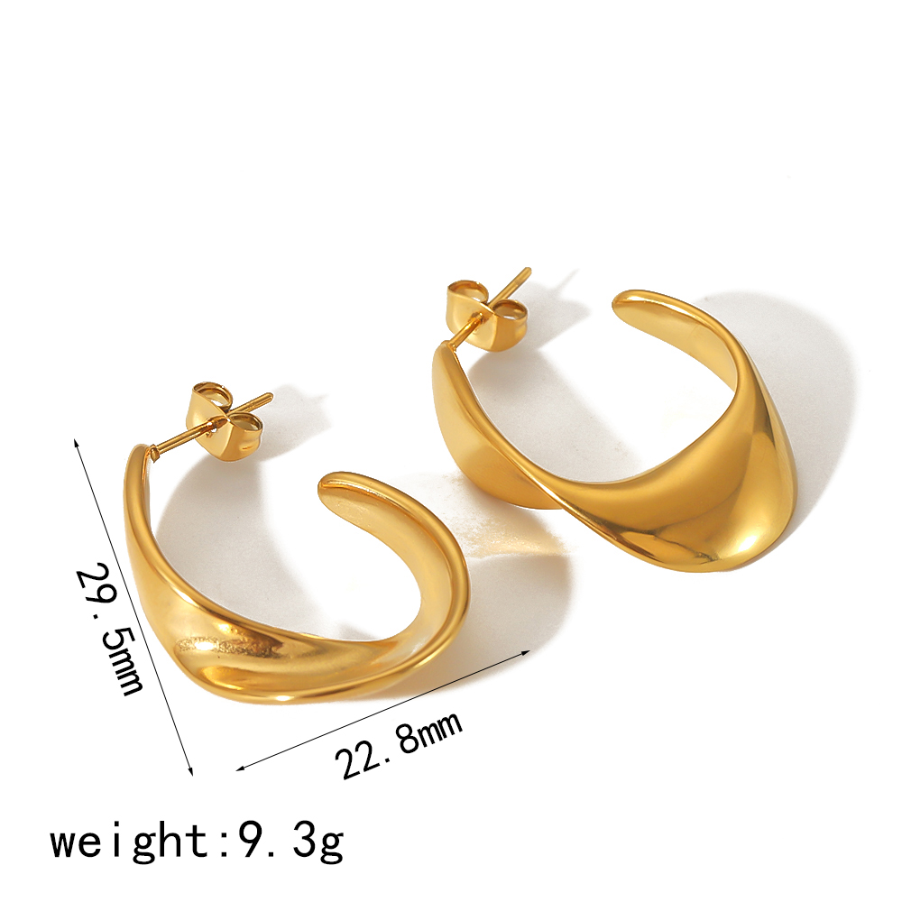 1 Pair IG Style Cool Style Irregular Geometric Polishing Plating 304 Stainless Steel 18K Gold Plated Hoop Earrings display picture 5