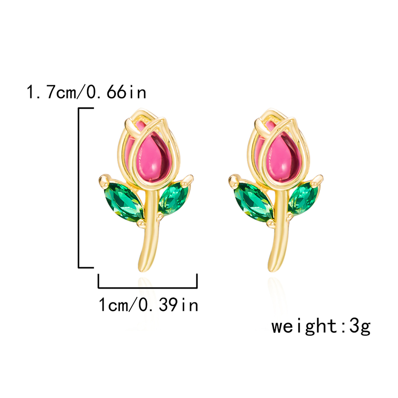 1 Pair Vacation Classic Style Flower Inlay Copper Glass Ear Studs display picture 1