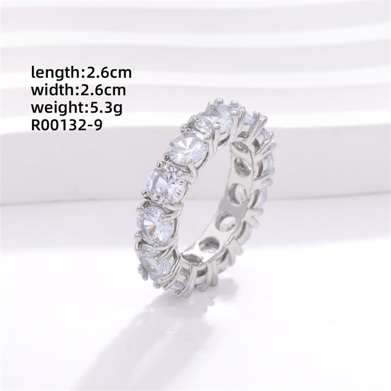 Copper Rhodium Plated Elegant Lady Modern Style Inlay Irregular Circle Round Zircon Open Rings display picture 4