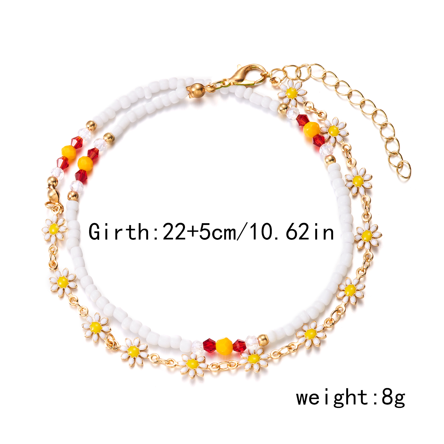Beach Tropical Daisy Alloy Plastic Wholesale Anklet display picture 1