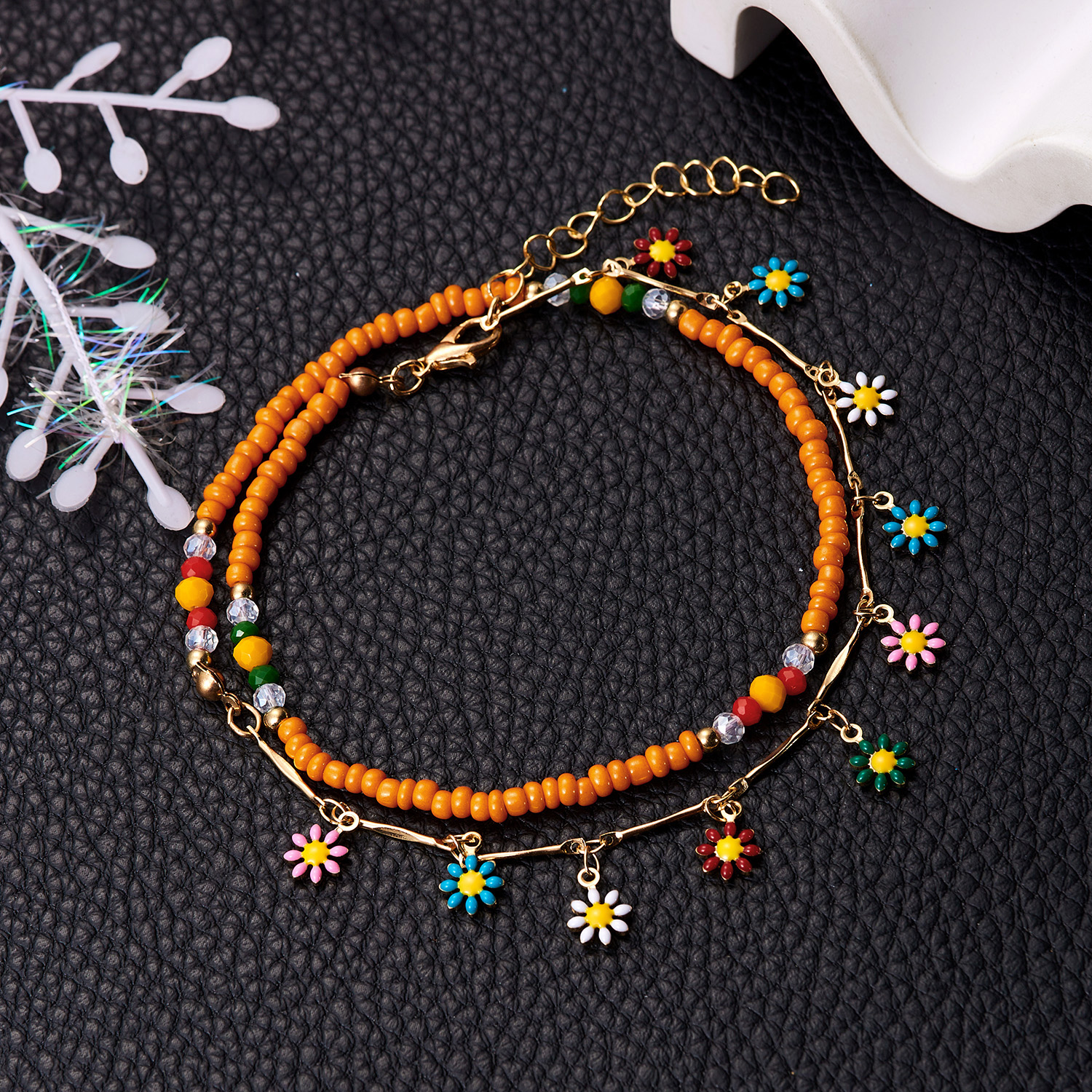 Beach Tropical Daisy Alloy Plastic Wholesale Anklet display picture 16