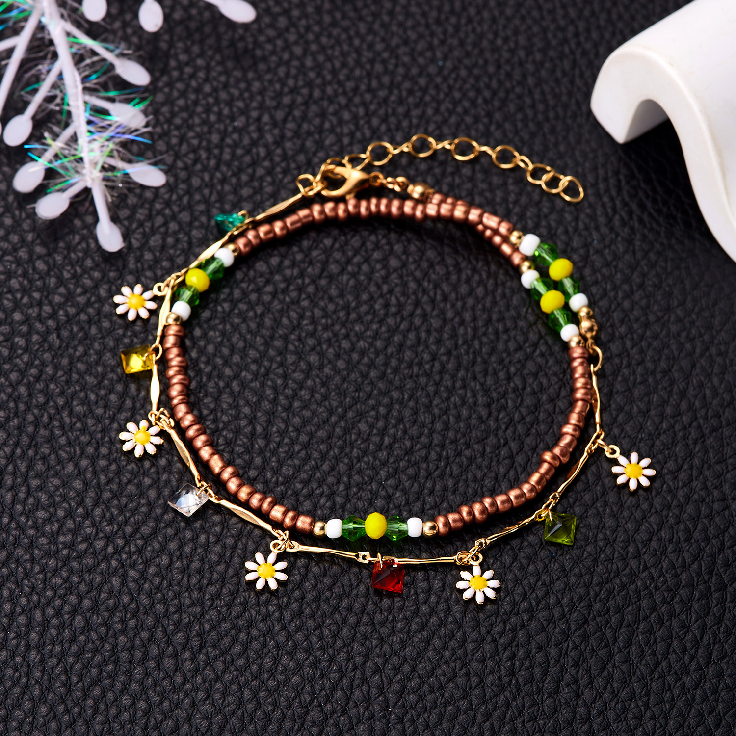 Beach Tropical Daisy Alloy Plastic Wholesale Anklet display picture 20