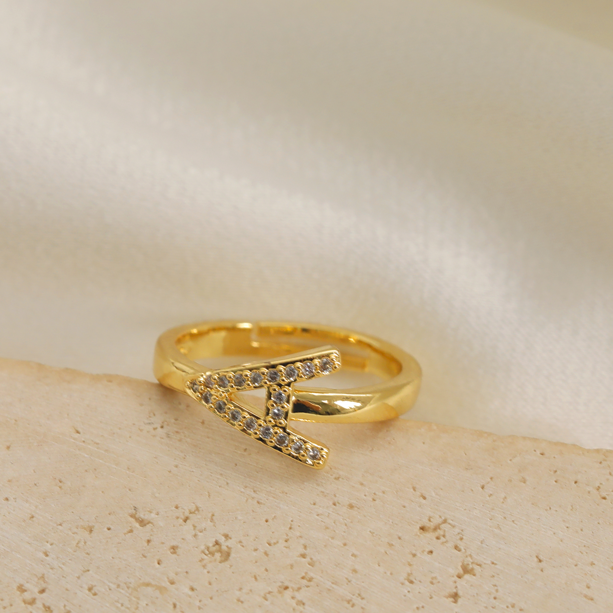 Copper Gold Plated Basic Classic Style Commute Plating Inlay Letter Zircon Open Rings display picture 5