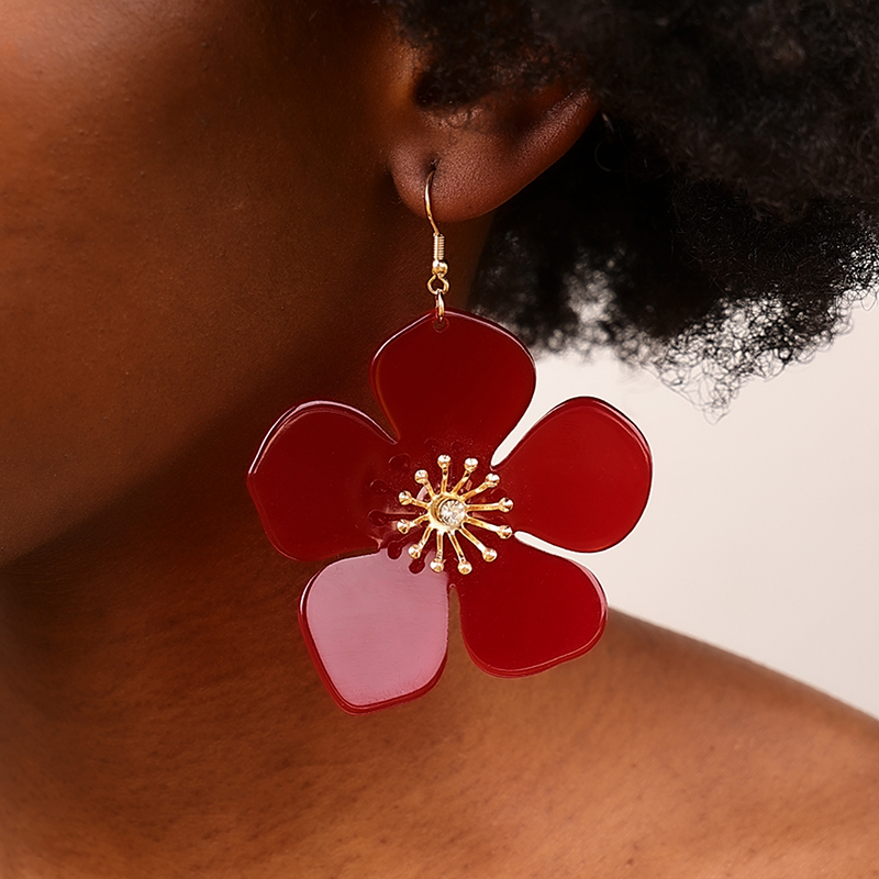 1 Pair Simple Style Classic Style Flower Inlay Arylic Rhinestones Drop Earrings display picture 1