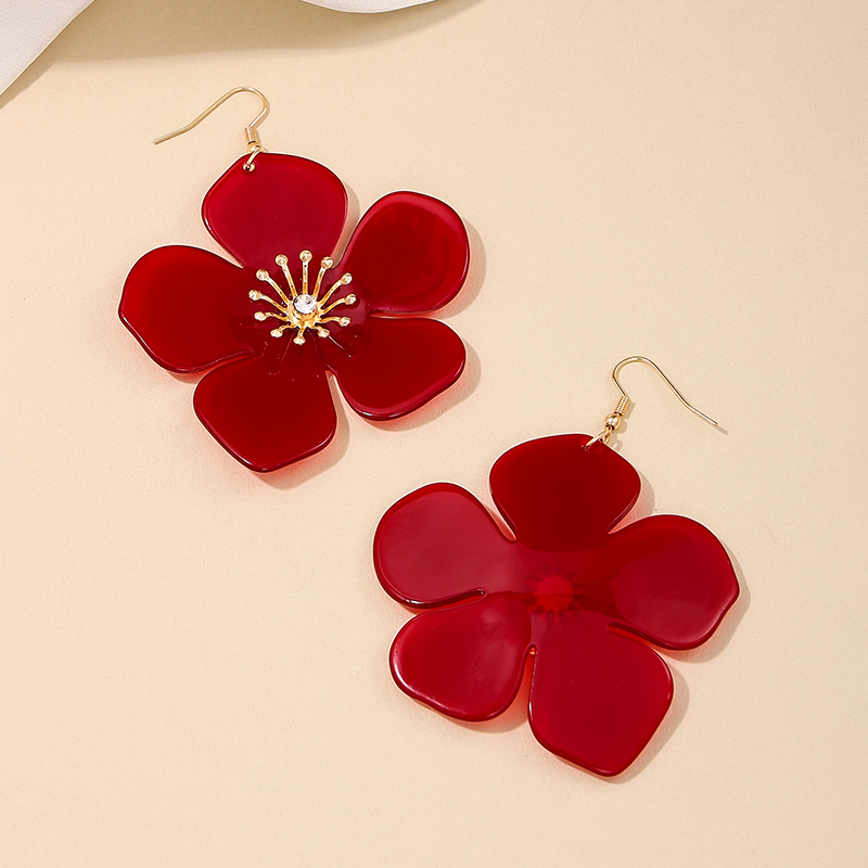 1 Pair Simple Style Classic Style Flower Inlay Arylic Rhinestones Drop Earrings display picture 2