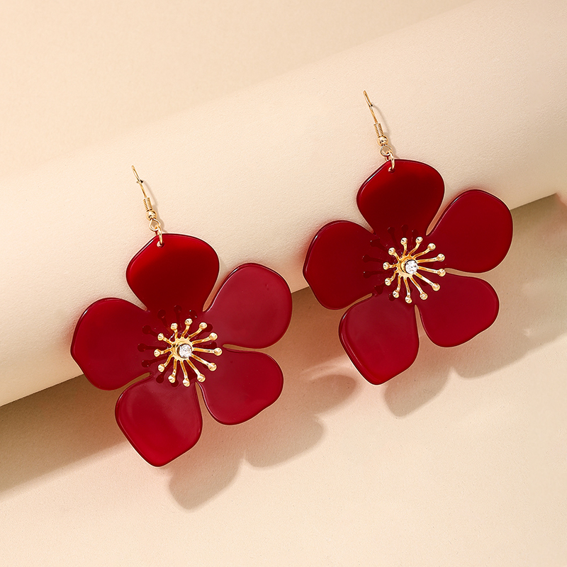1 Pair Simple Style Classic Style Flower Inlay Arylic Rhinestones Drop Earrings display picture 4
