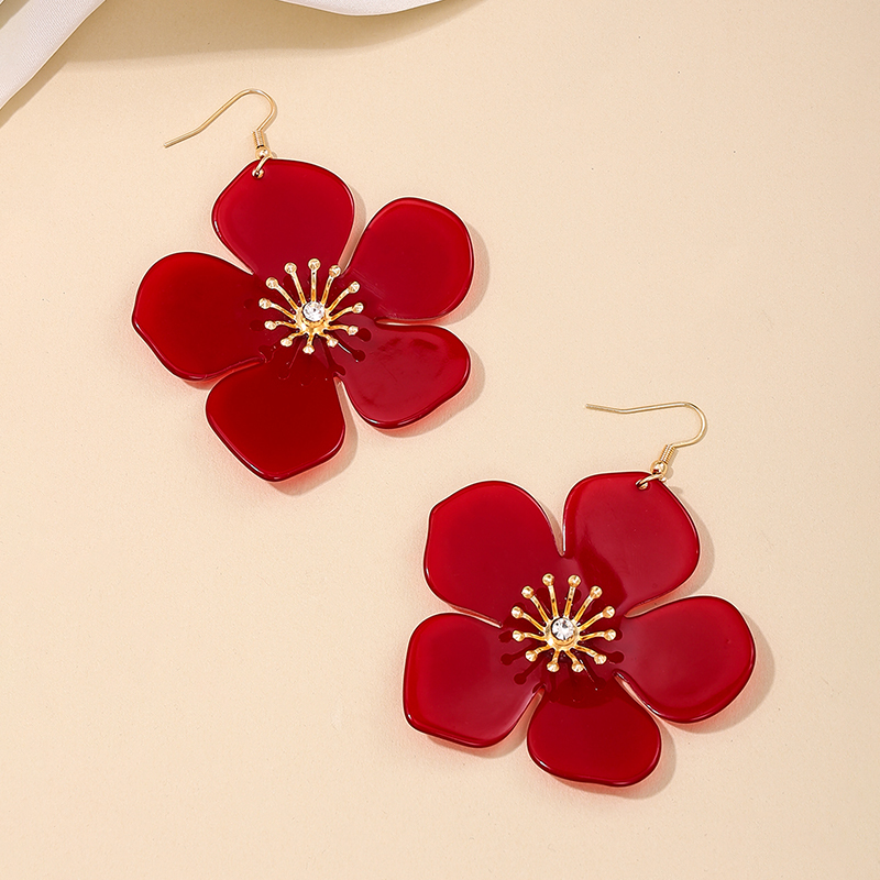 1 Pair Simple Style Classic Style Flower Inlay Arylic Rhinestones Drop Earrings display picture 3