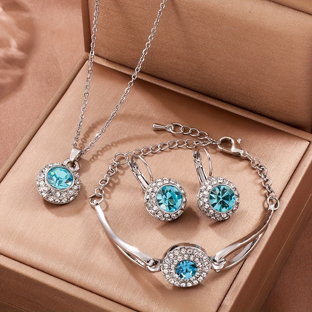 Elegant Lady Geometric Alloy Inlay Artificial Crystal Silver Plated Women's Jewelry Set display picture 6