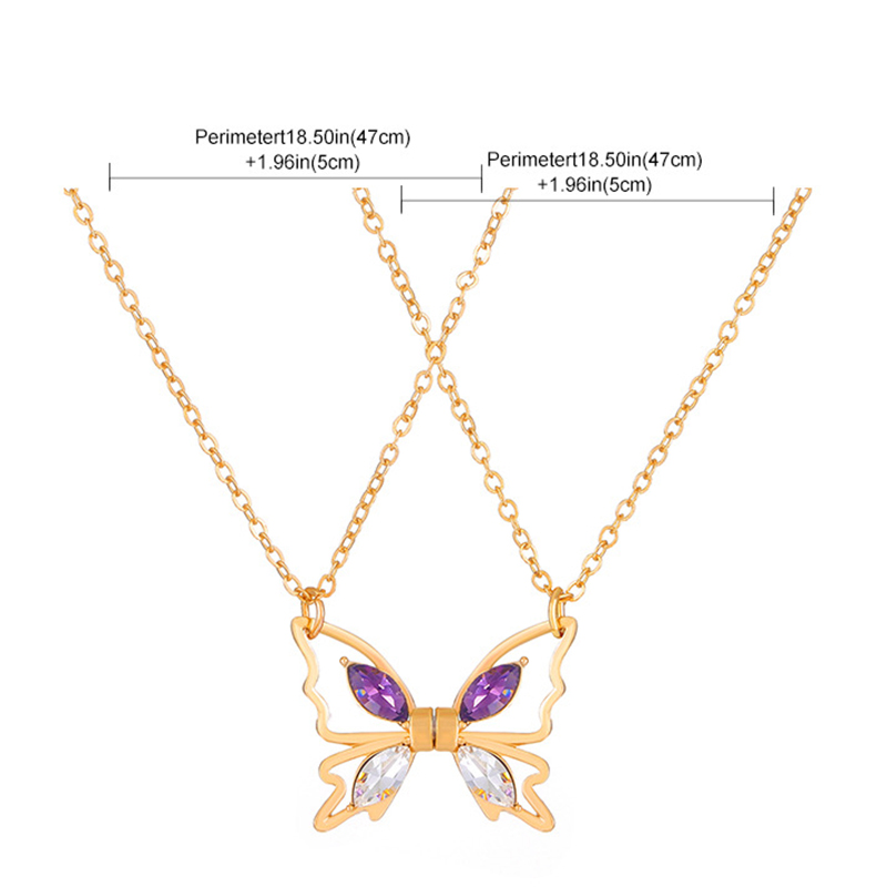 Wholesale Jewelry Vacation Modern Style Sweet Butterfly Alloy Rhinestones Inlay Pendant Necklace display picture 9