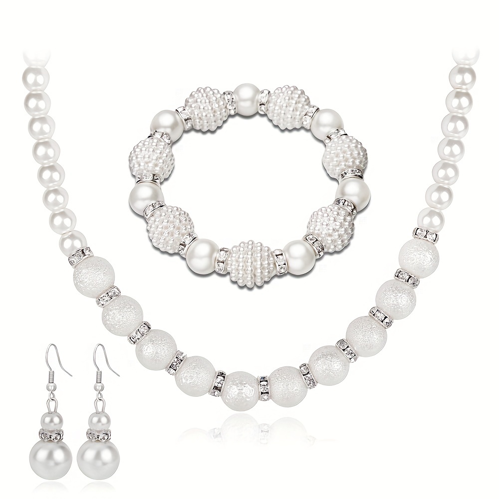 Lässig Luxuriös Braut Geometrisch Künstliche Perle Inlay Künstliche Perlen Frau Schmuck-Set display picture 1