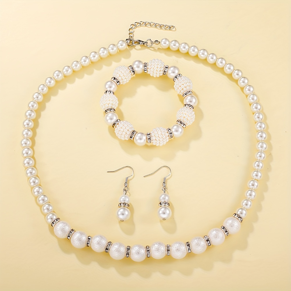 Lässig Luxuriös Braut Geometrisch Künstliche Perle Inlay Künstliche Perlen Frau Schmuck-Set display picture 2