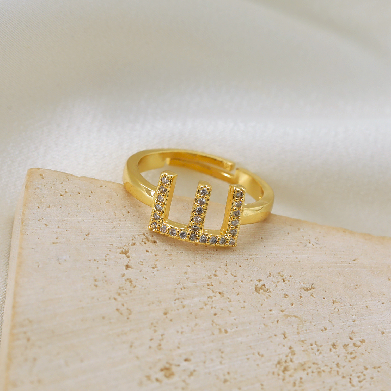 Copper Gold Plated Basic Classic Style Commute Plating Inlay Letter Zircon Open Rings display picture 2