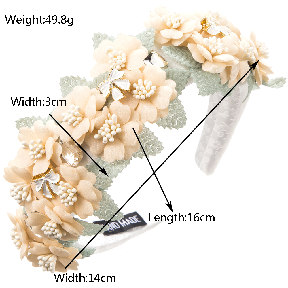 Women's Casual Vacation Classic Style Flower Alloy Sponge Inlay Glass Hair Band display picture 1