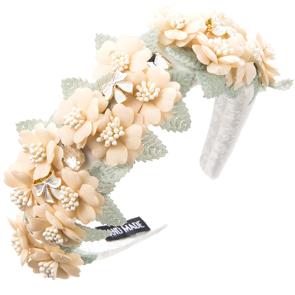 Women's Casual Vacation Classic Style Flower Alloy Sponge Inlay Glass Hair Band display picture 8