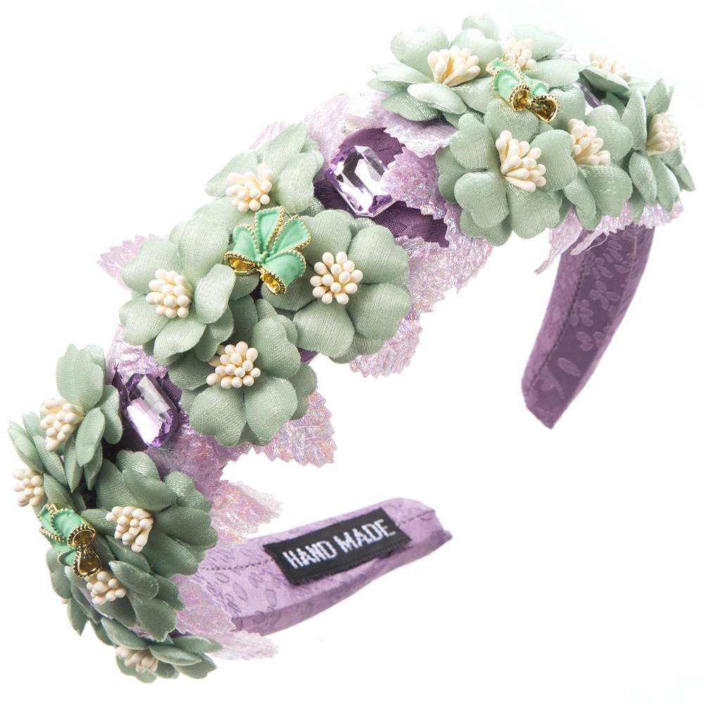 Women's Casual Vacation Classic Style Flower Alloy Sponge Inlay Glass Hair Band display picture 7