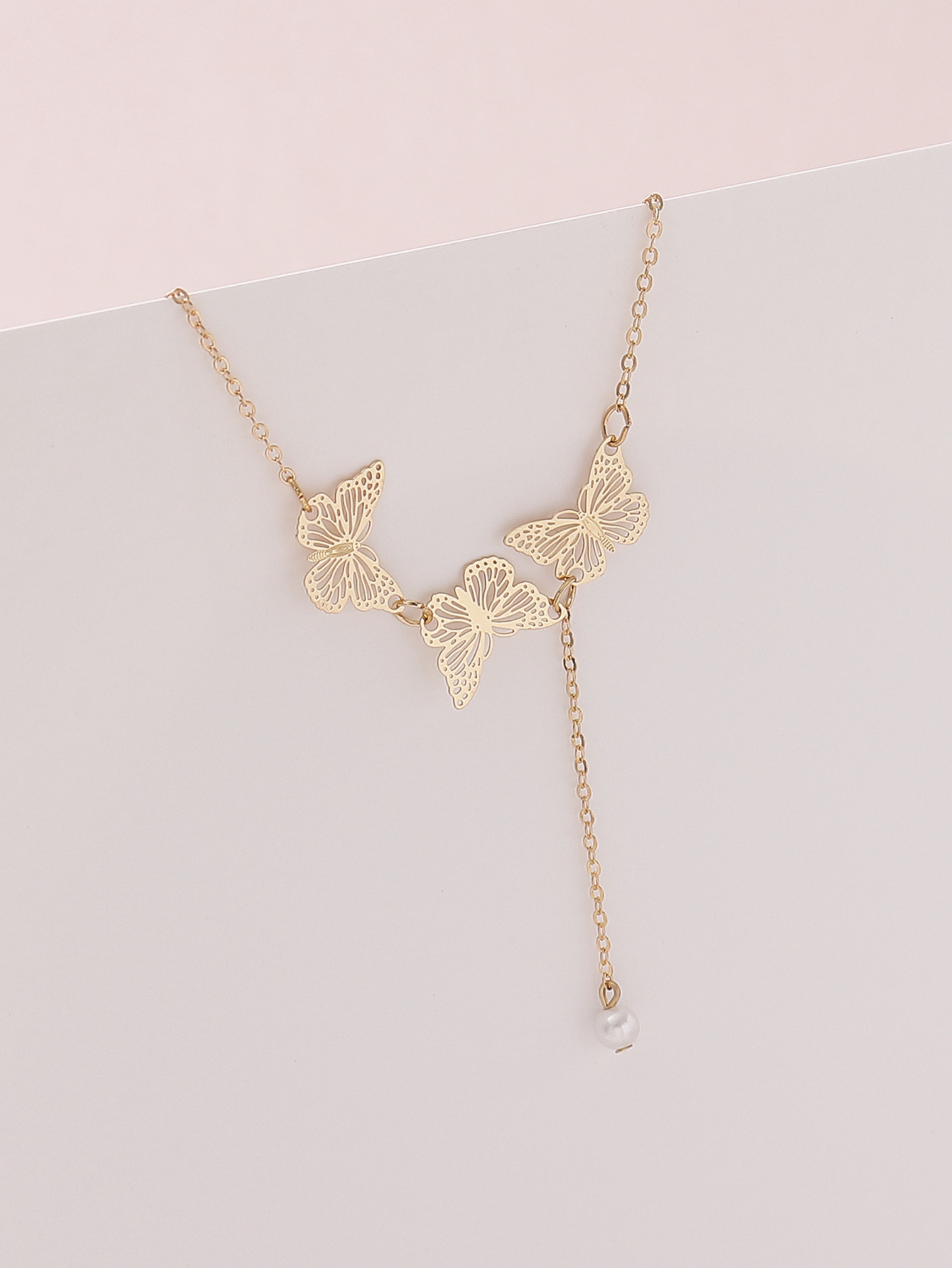 Wholesale Jewelry Elegant Vintage Style Classic Style Tassel Butterfly Imitation Pearl Alloy Pendant Necklace display picture 3