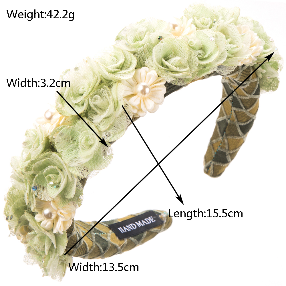 Frau Lässig Ferien Klassischer Stil Blume Legierung Tuch Schwamm Inlay Künstliche Perlen Haarband display picture 1