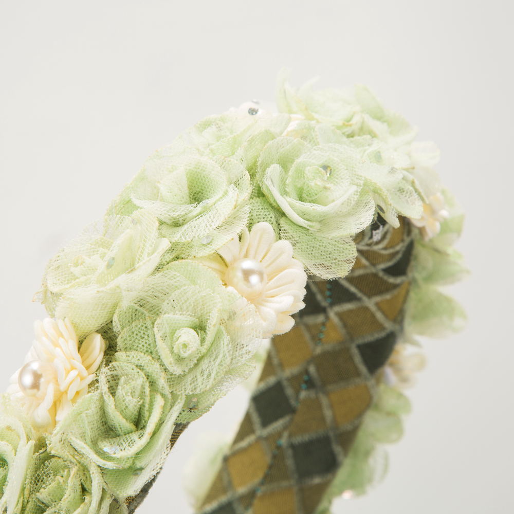 Frau Lässig Ferien Klassischer Stil Blume Legierung Tuch Schwamm Inlay Künstliche Perlen Haarband display picture 3