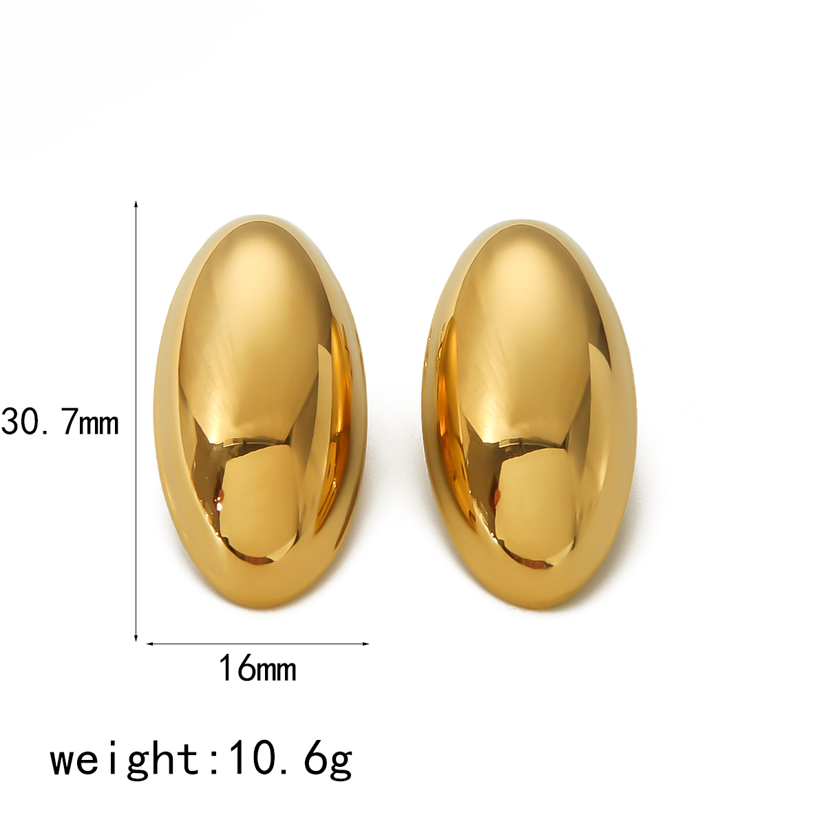 1 Pair IG Style Modern Style Classic Style Oval Polishing Plating 304 Stainless Steel 18K Gold Plated Ear Studs display picture 4