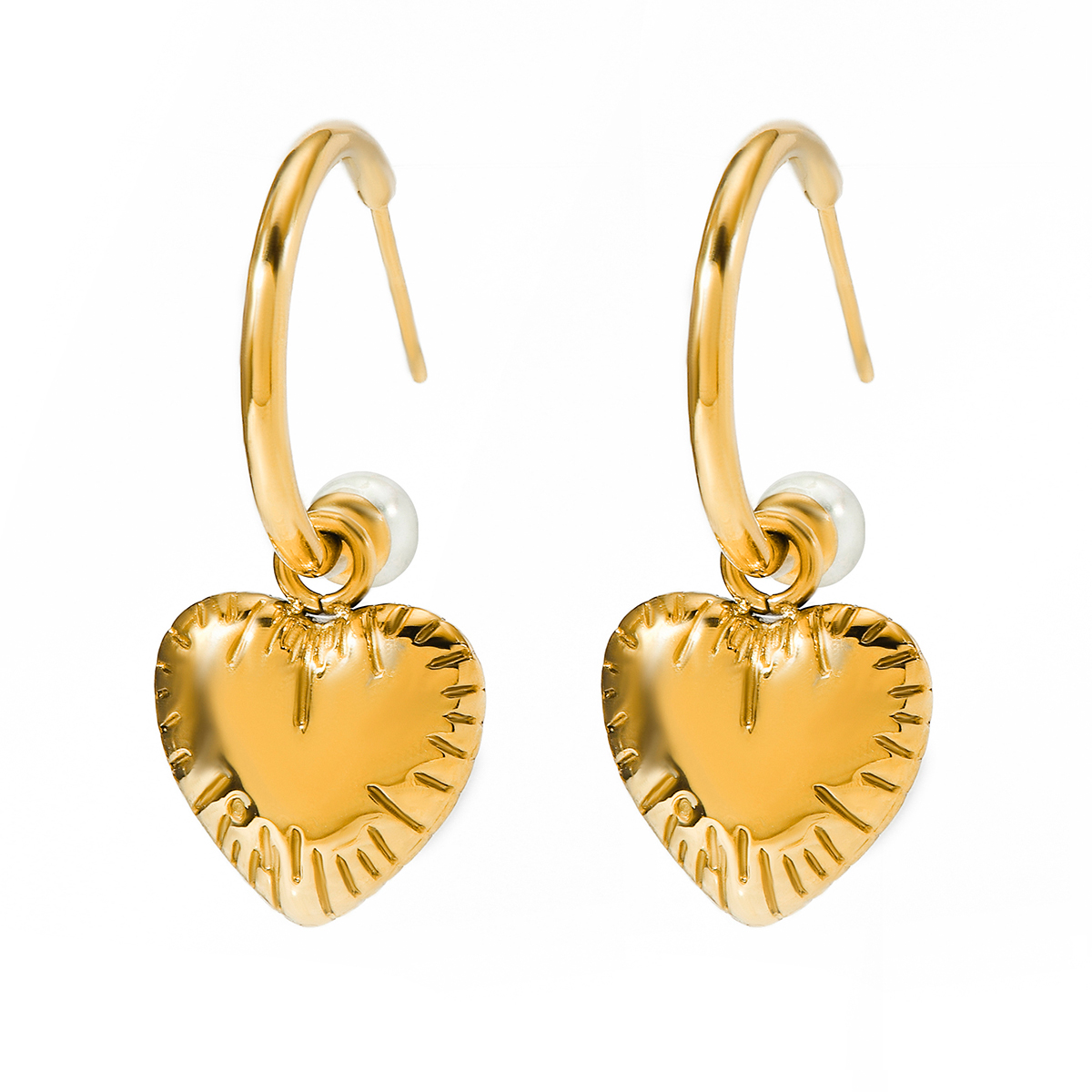 1 Pair IG Style Simple Style Pentagram Heart Shape 316 Stainless Steel  18K Gold Plated Drop Earrings display picture 1