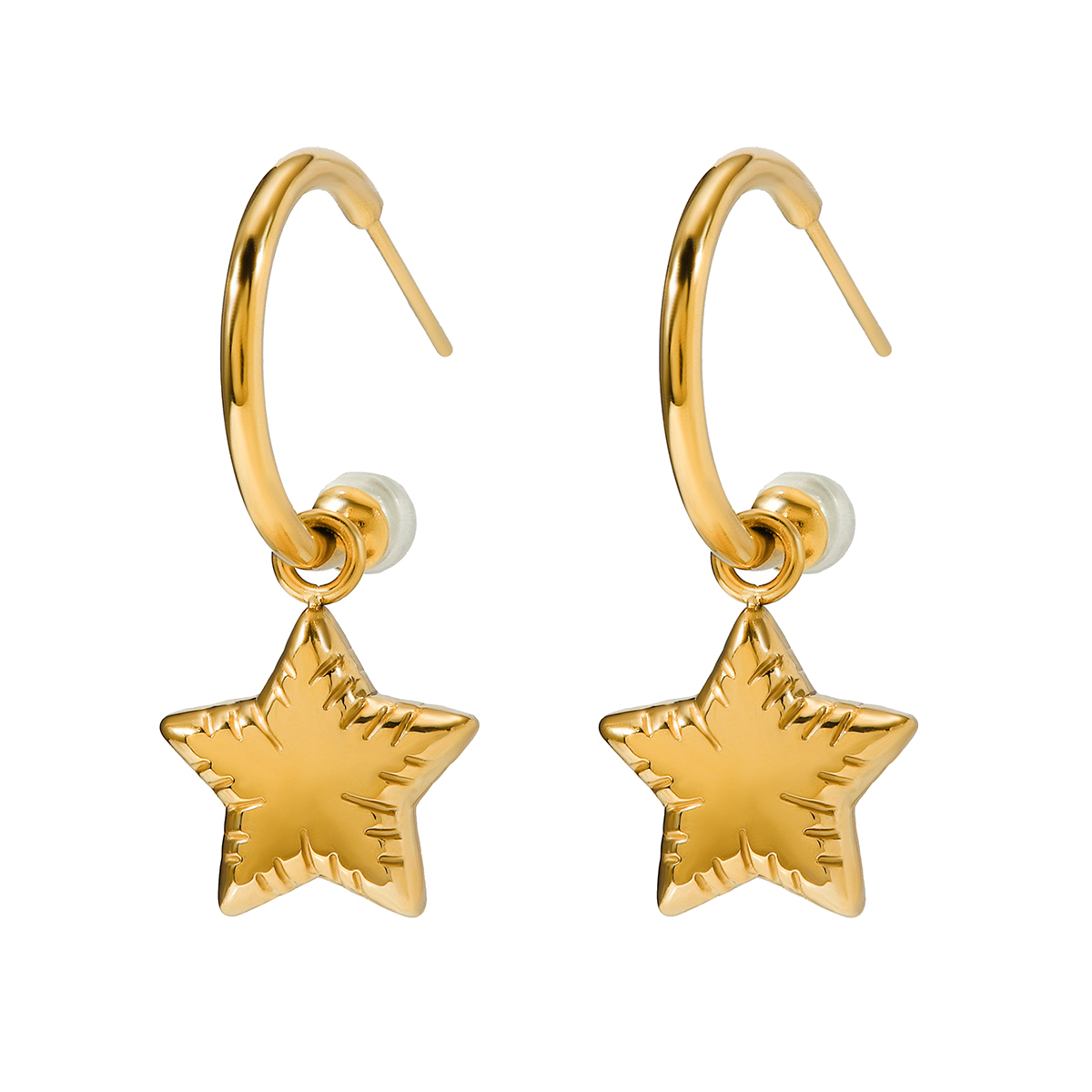 1 Pair IG Style Simple Style Pentagram Heart Shape 316 Stainless Steel  18K Gold Plated Drop Earrings display picture 5