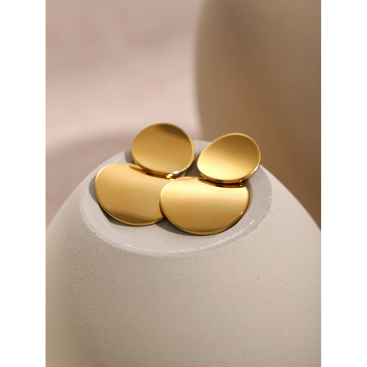 1 Pair IG Style Simple Style Round 304 Stainless Steel 18K Gold Plated Drop Earrings display picture 1