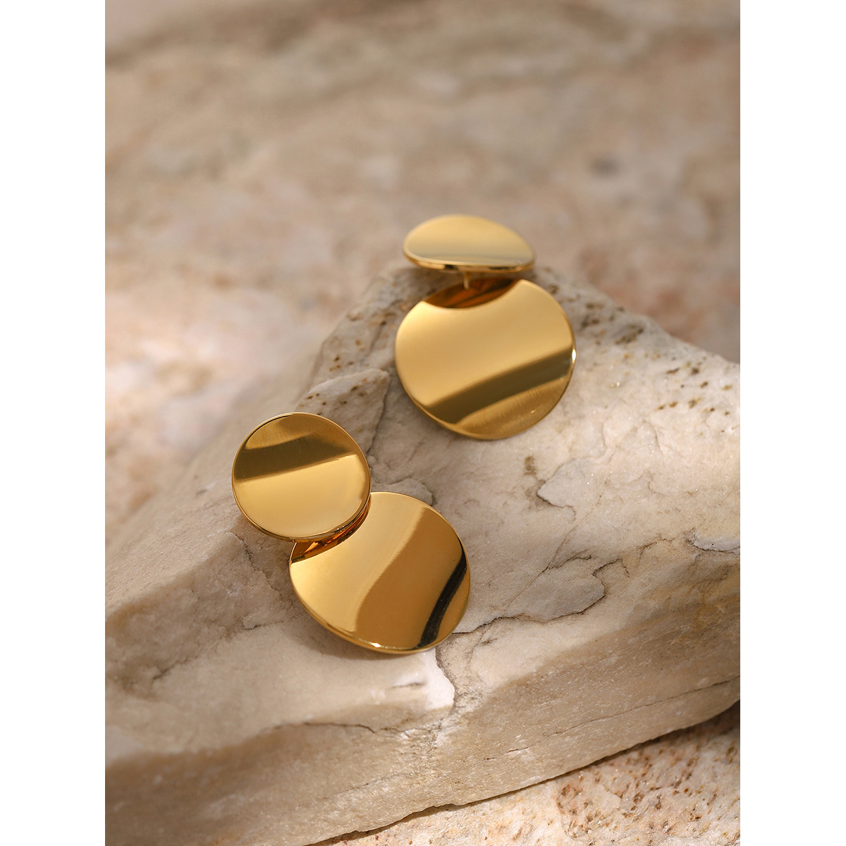 1 Pair IG Style Simple Style Round 304 Stainless Steel 18K Gold Plated Drop Earrings display picture 6