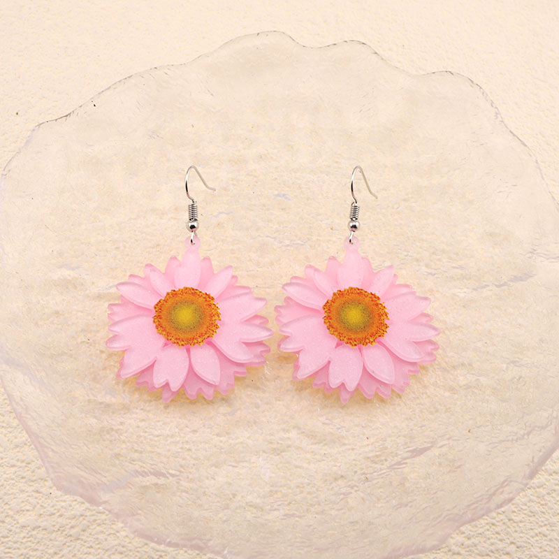 1 Pair Cute Simple Style Flower Arylic Alloy Drop Earrings display picture 5