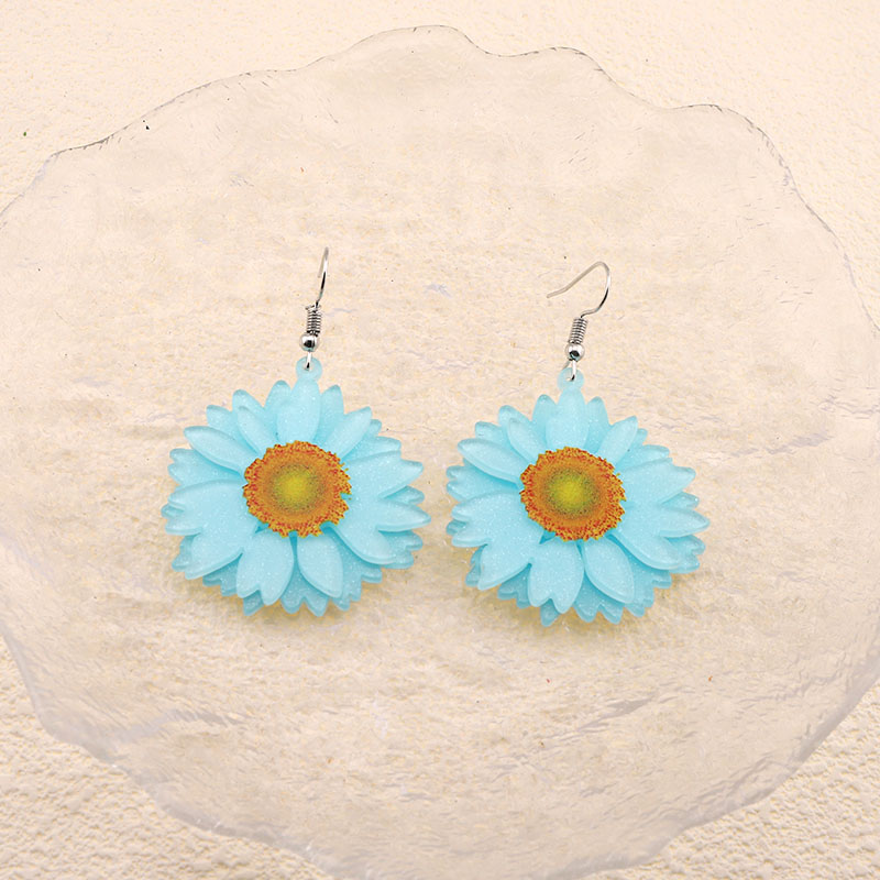 1 Pair Cute Simple Style Flower Arylic Alloy Drop Earrings display picture 6