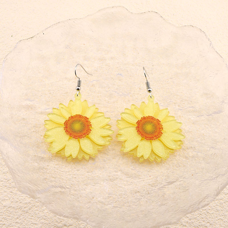 1 Pair Cute Simple Style Flower Arylic Alloy Drop Earrings display picture 9