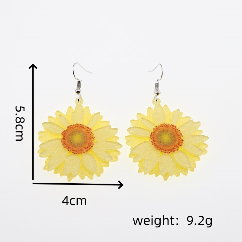 1 Pair Cute Simple Style Flower Arylic Alloy Drop Earrings display picture 3