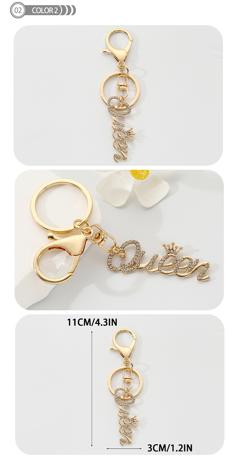 Simple Style Classic Style Commute Letter Crown Alloy Inlay Rhinestones Bag Pendant Keychain display picture 2